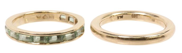 Estate 14k gold gemstone ring and plain band