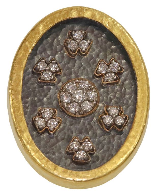 Gurhan 24k gold and blackened silver diamond cocktail ring