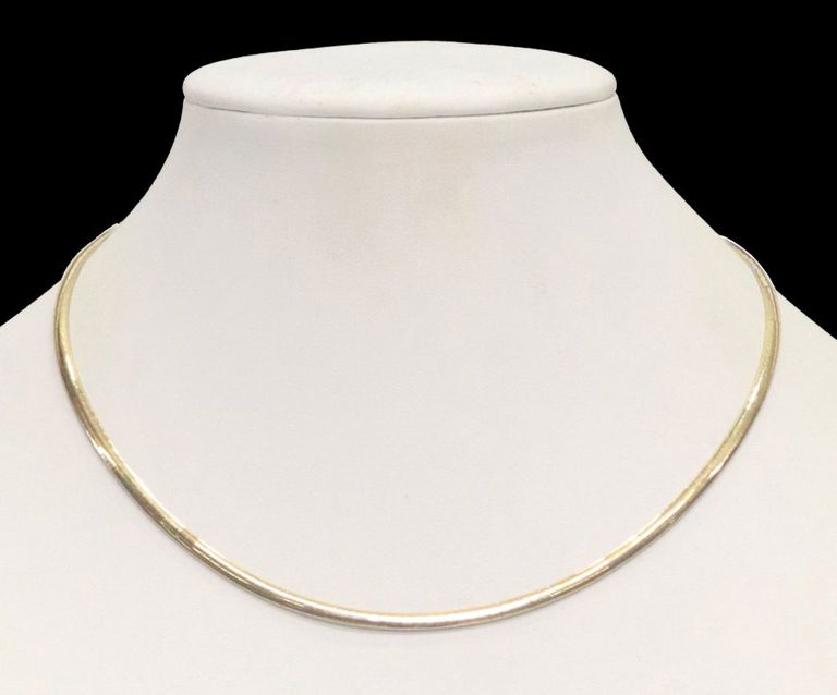 14k white and yellow gold reversible Omega slide necklace