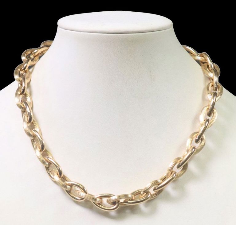 14k yellow gold hollow teardrop chain necklace