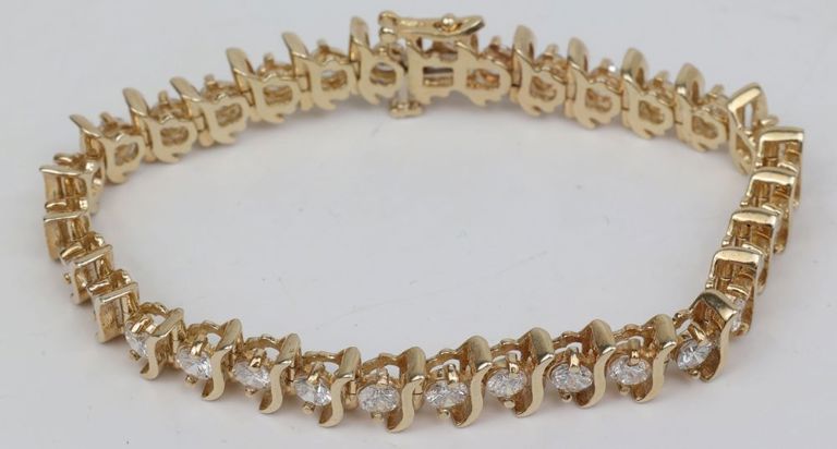 14k yellow gold diamonds tennis bracelet