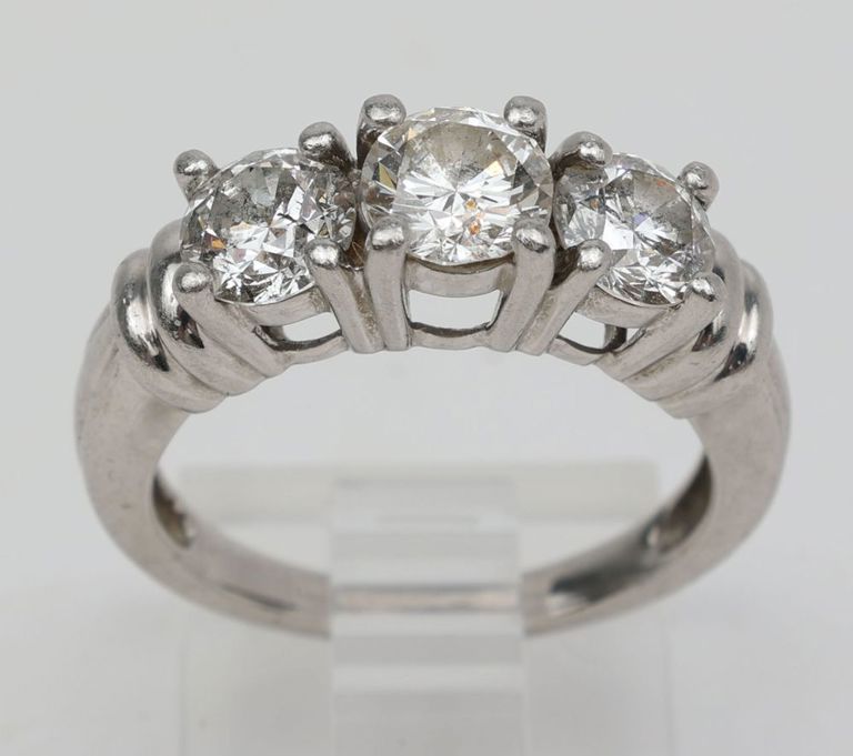 Platinum three stone diamond ring