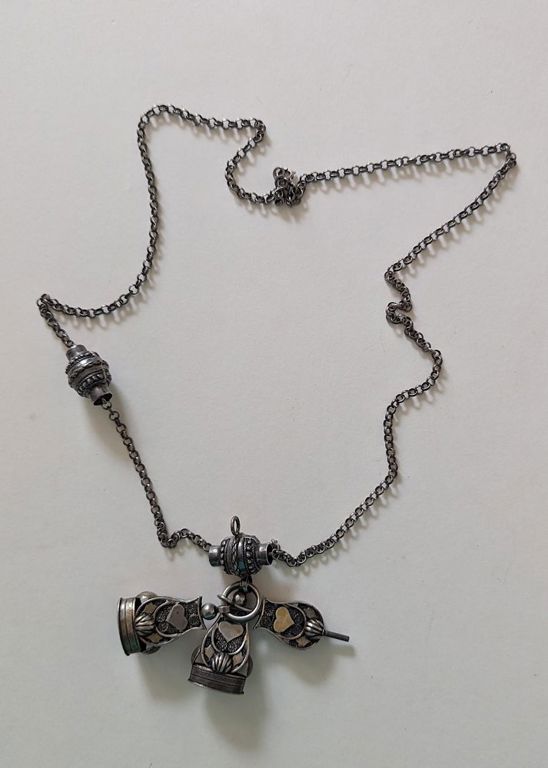Antique Dutch silver chatelaine rolo chain