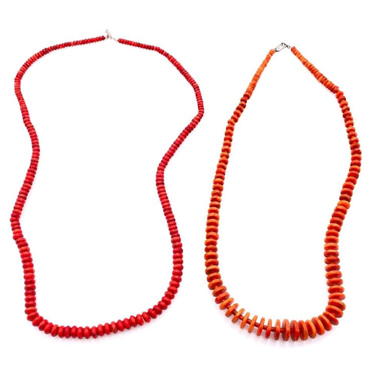 Lot of 2 southwestern graduated coral bead necklaces
