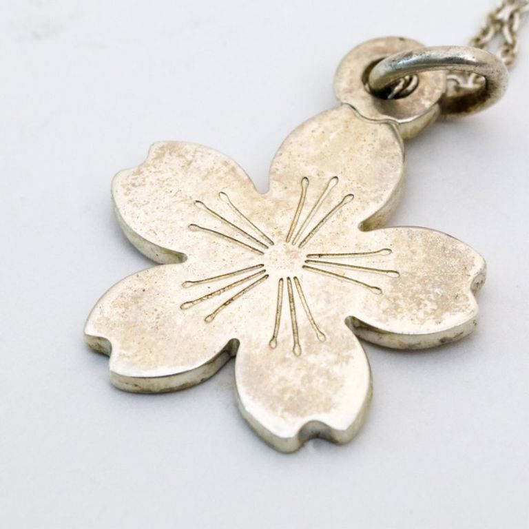 Sunflower sterling silver pendant on necklace