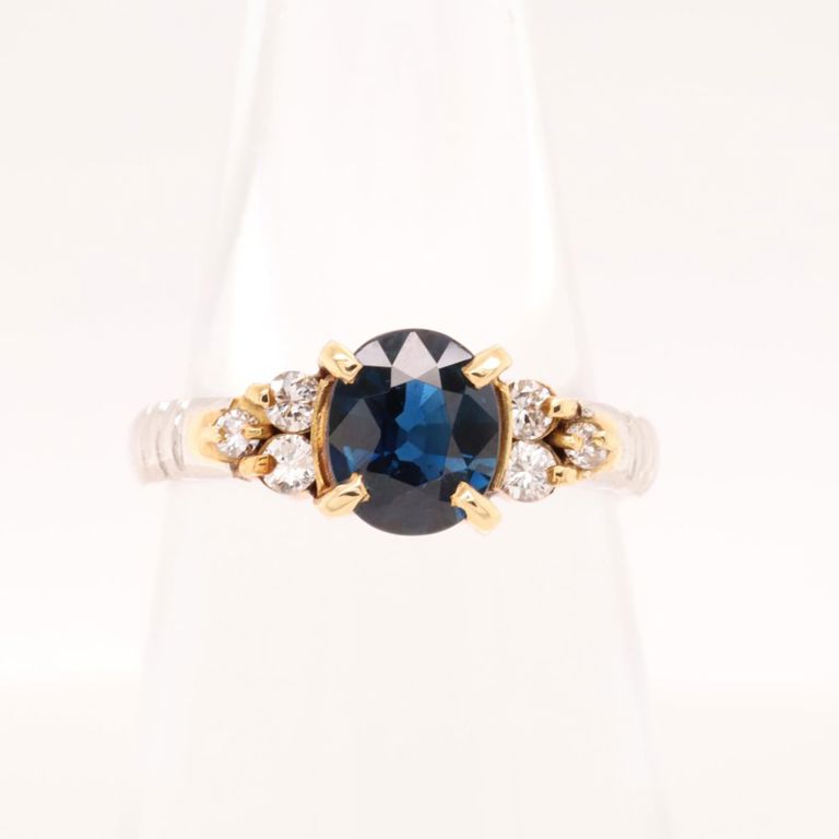 900 platinum and 18k yellow gold sapphire and diamond ring
