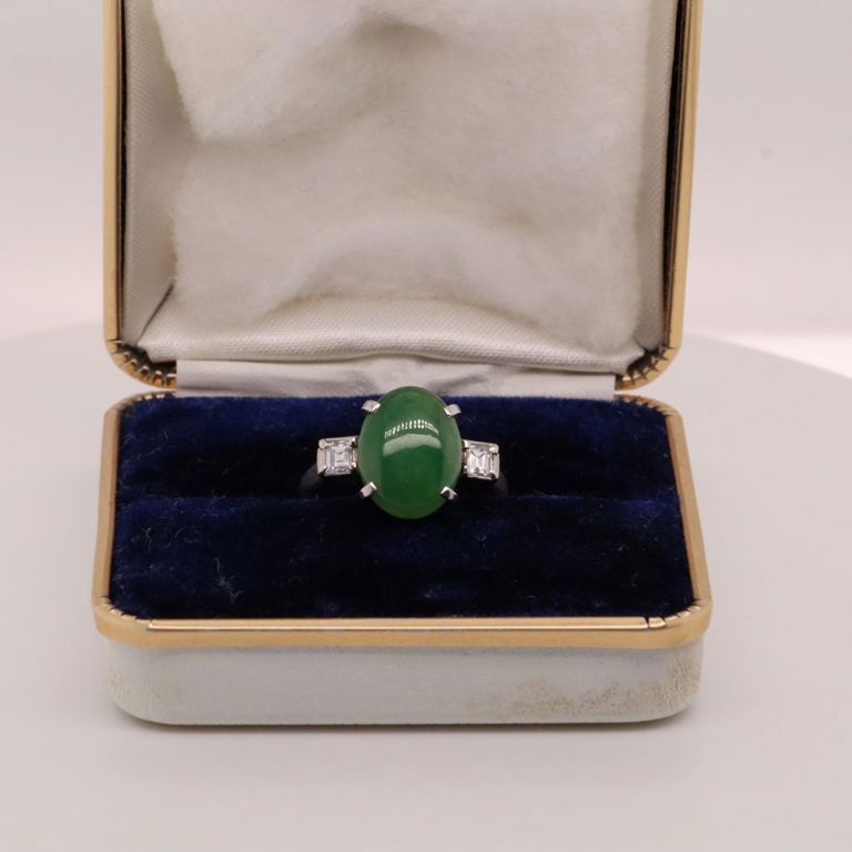 900 platinum jade and diamond ring