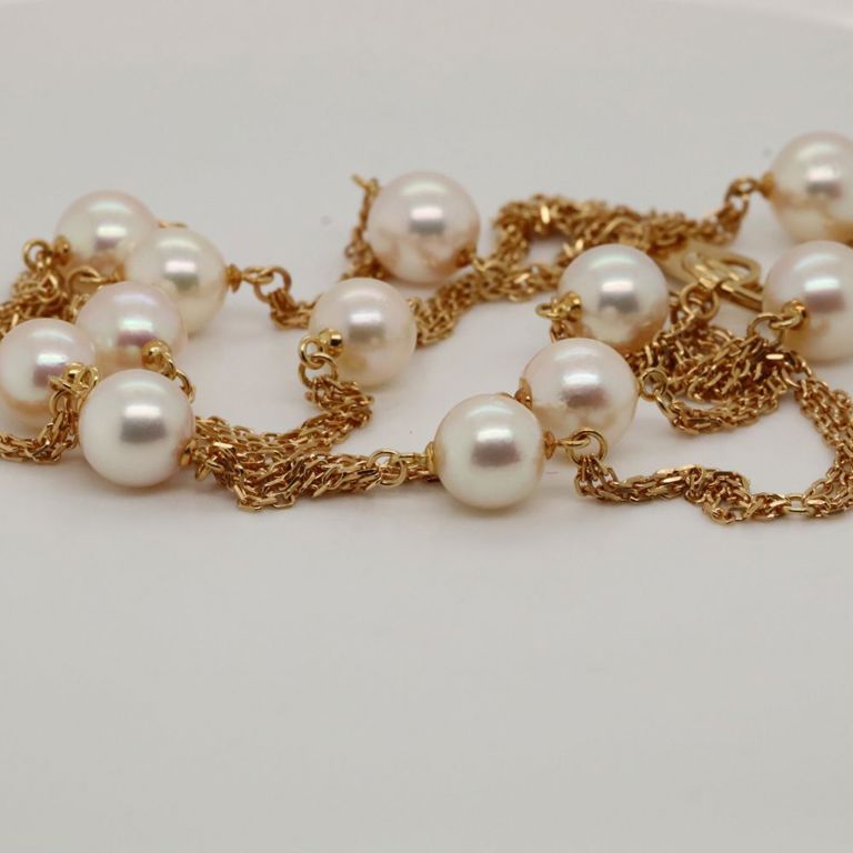 18k yellow gold pearl necklace