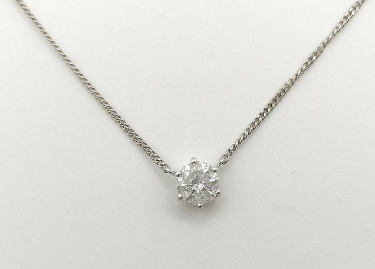 850 platinum solitaire pendant on platinum necklace