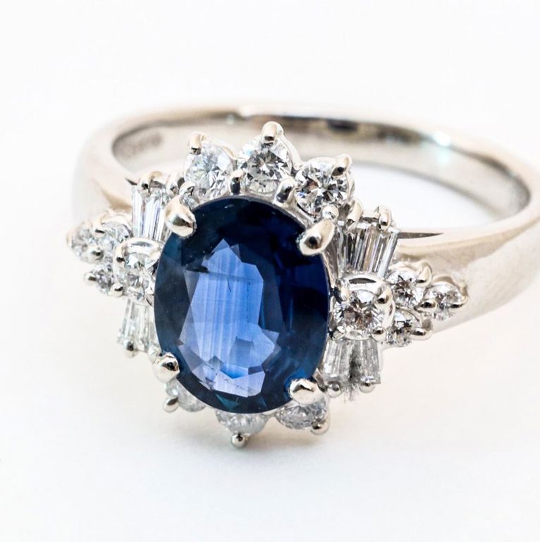 900 platinum sapphire amd diamond halo ring