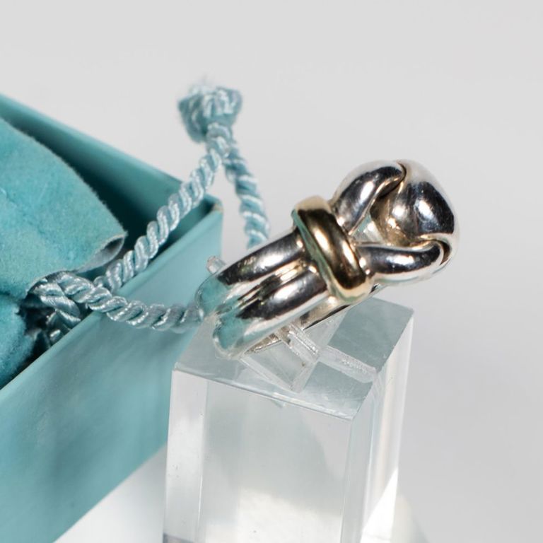 Sterling silver and 18k yellow gold buckle ring