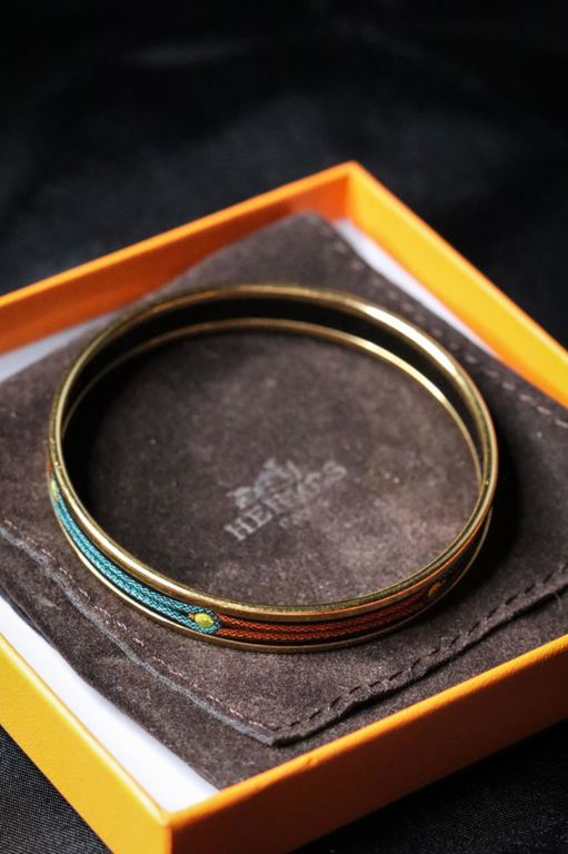 Vintage Hermes enamel gold plated bangle