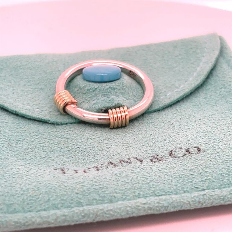 Sterling silver ring with 18k yellow gold coils