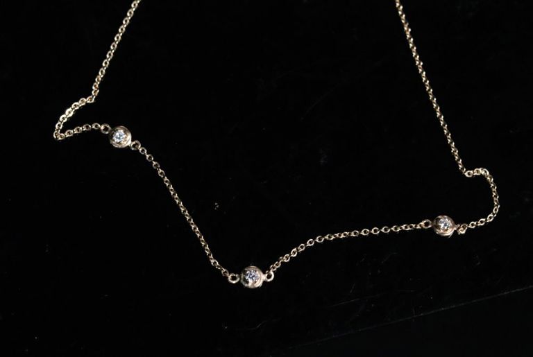 14k yellow gold chain necklace with diamonds