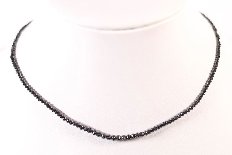 18k white gold black diamond faceted necklace