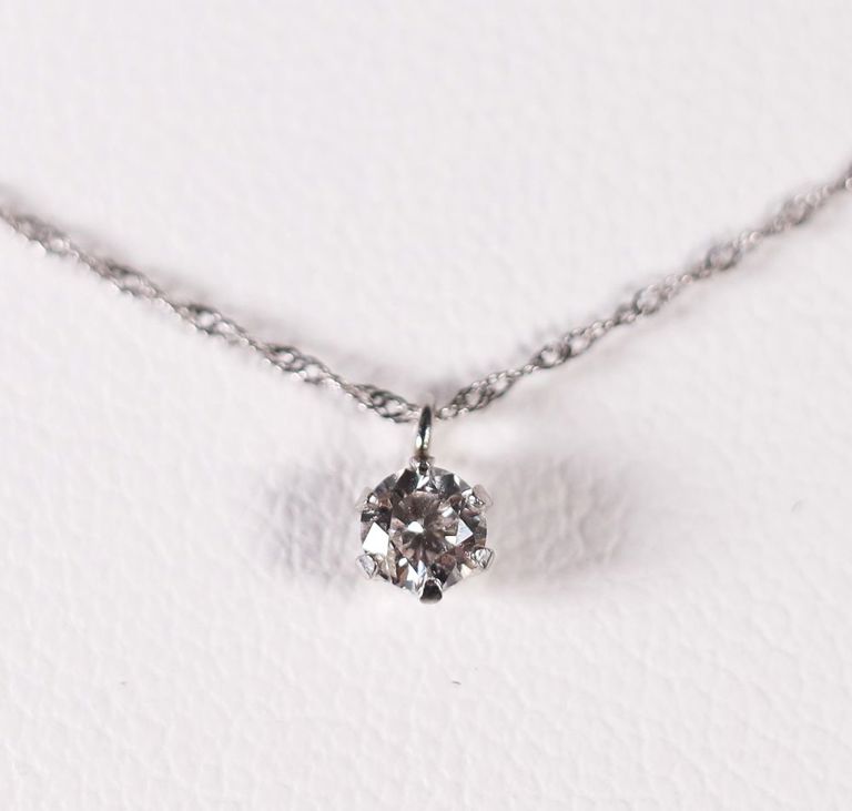 Platinum diamond pendant on necklace