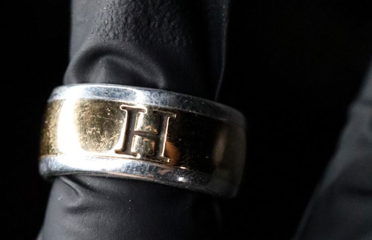 Hermes 18k yellow gold and sterling silver ring