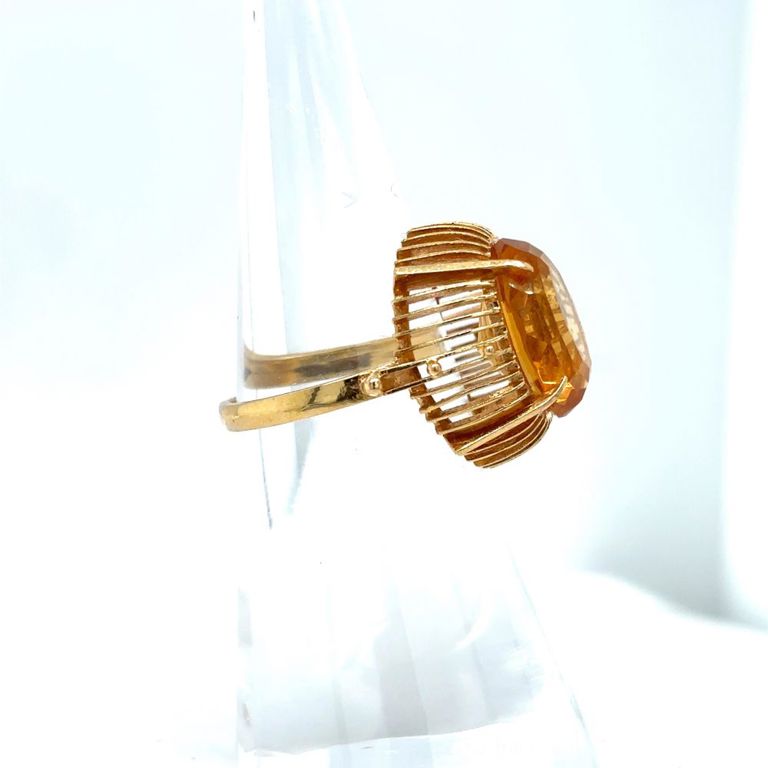 18k yellow gold citrine basket motif ring