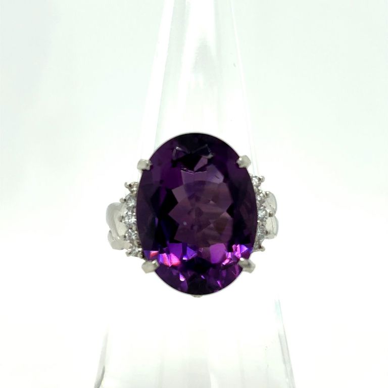 900 platinum amethyst and diamond ring