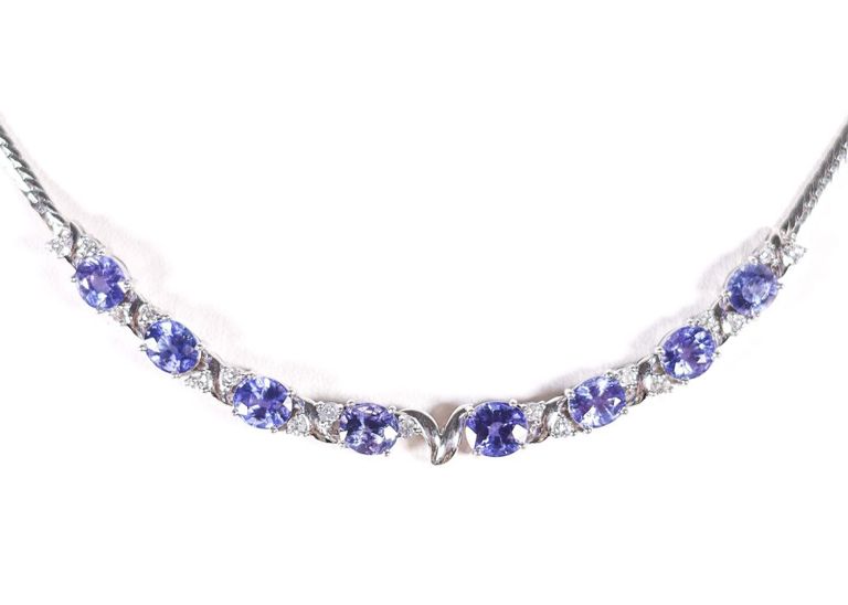 Platinum tanzanite and diamond necklace