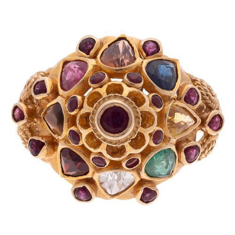 14k yellow gold multi-stone princess ring