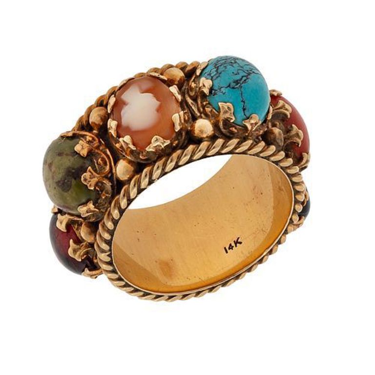 14k yellow gold multi-stone eternity ring