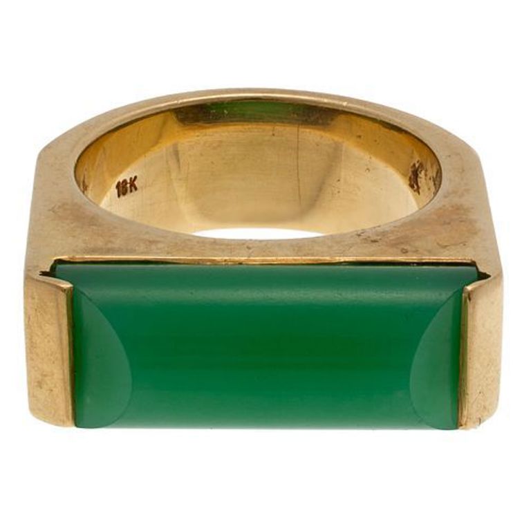 Chrysoprase 18k gold ring