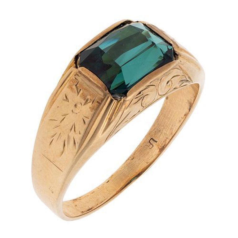 Gent's tourmaline and 10k gold ring