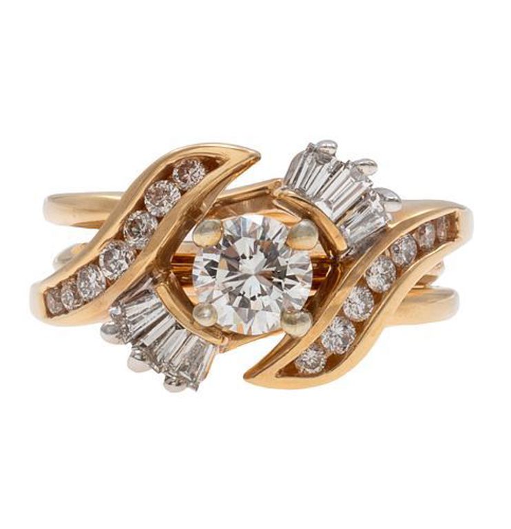 14k yellow gold diamond ring with 14k diamond jacket