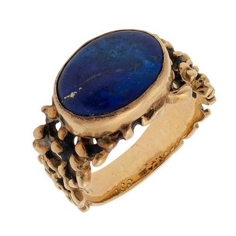 14k yellow gold ring with lapis lazuli