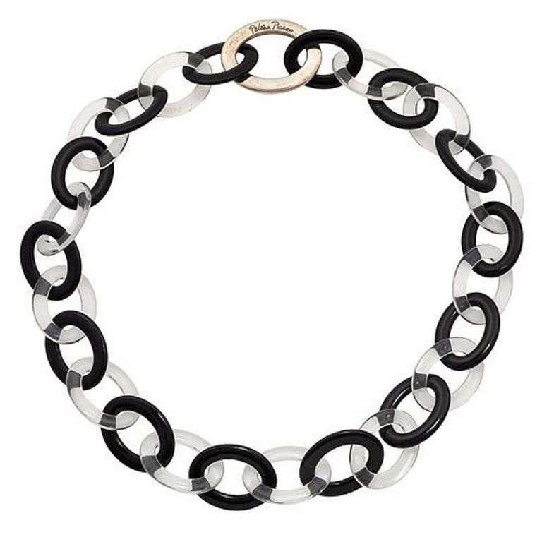 Sterling silver and plastic link necklace