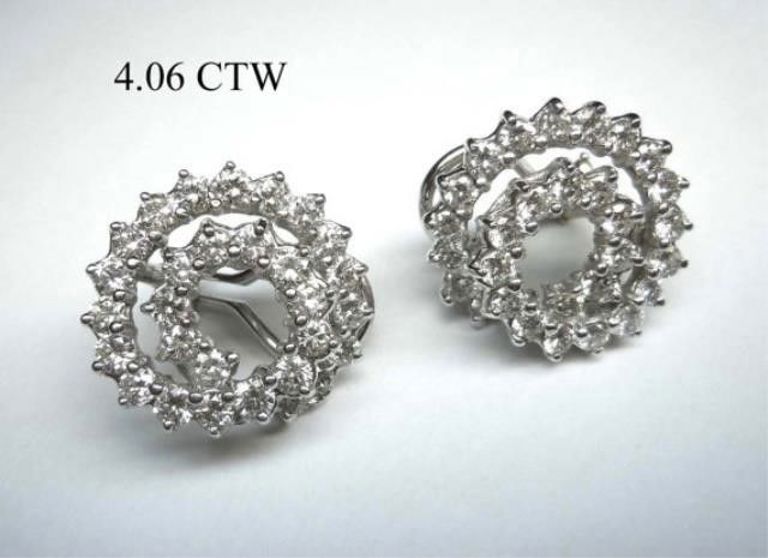 14kt White Gold Diamond Spiral Clip on Earrings
