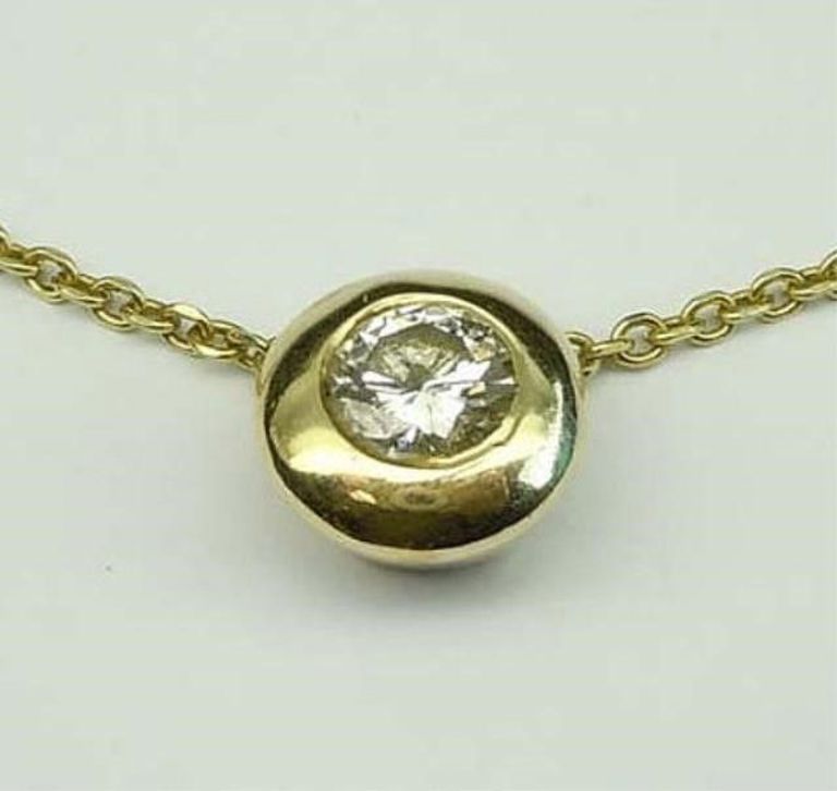 14kt Gold Diamond Solitaire Pendant Necklace
