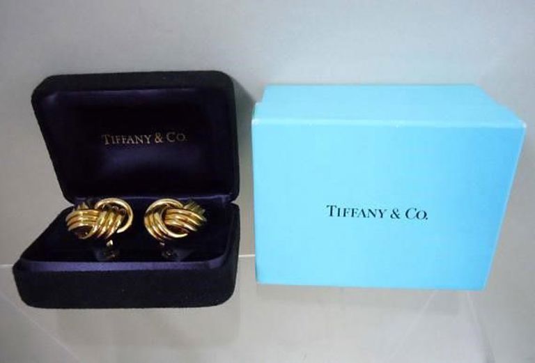 Jumbo Large 18Kt Gold Tiffany Love Knot Clip Earrings