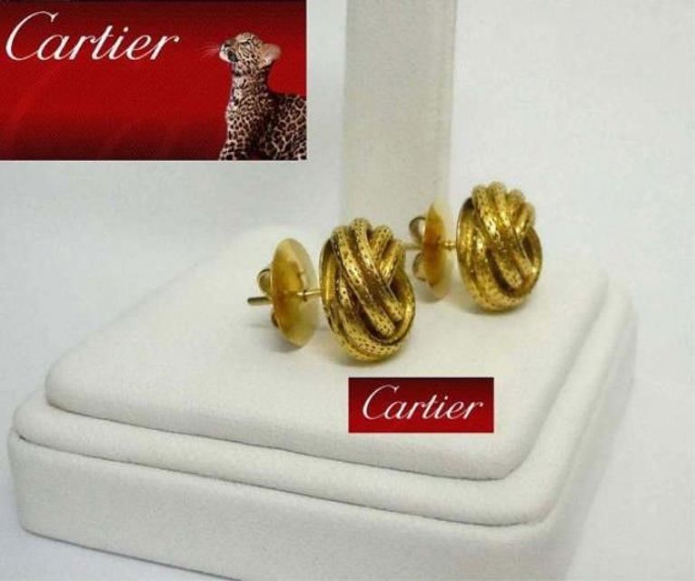 Stunning Pair Of 18k Yellow Gold Cartier Love Knot Earrings