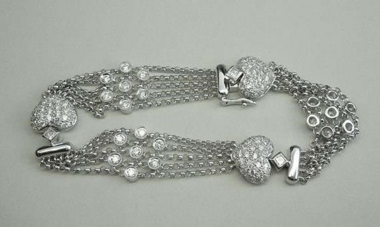 Pave Bezel Set 18Kt White Gold Diamond Bracelet
