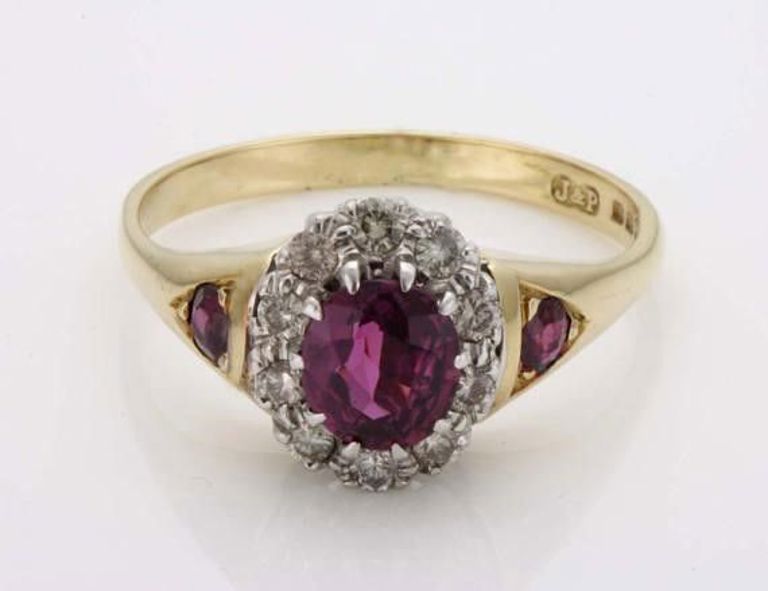 An Vintage Diamond Ruby 18K Yellow Gold Cocktail Ring