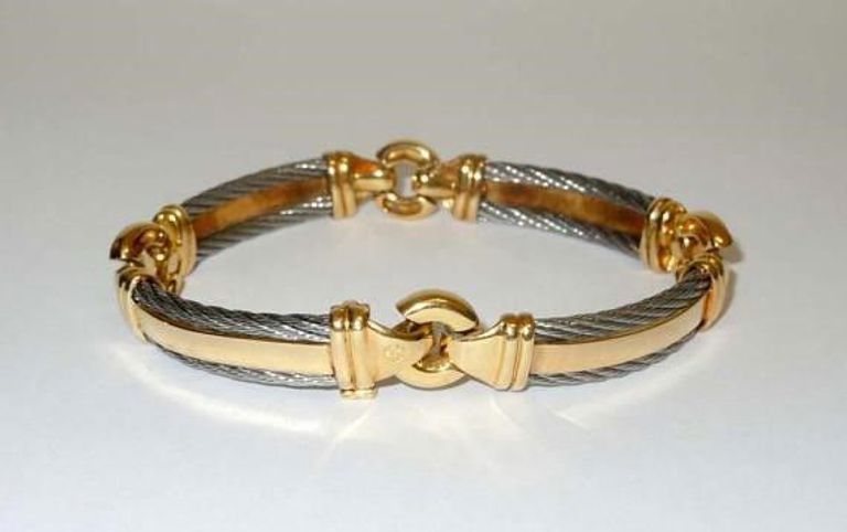 Philippe Charriol 18k Gold & Stainless Steel Cable Bracelet