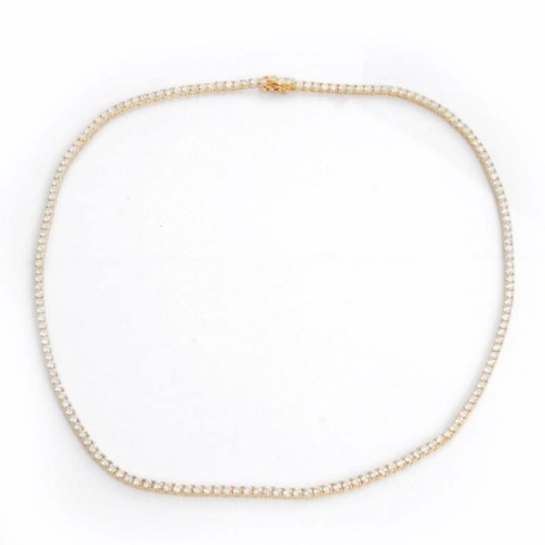 14K Yellow Gold Diamond Tennis Necklace