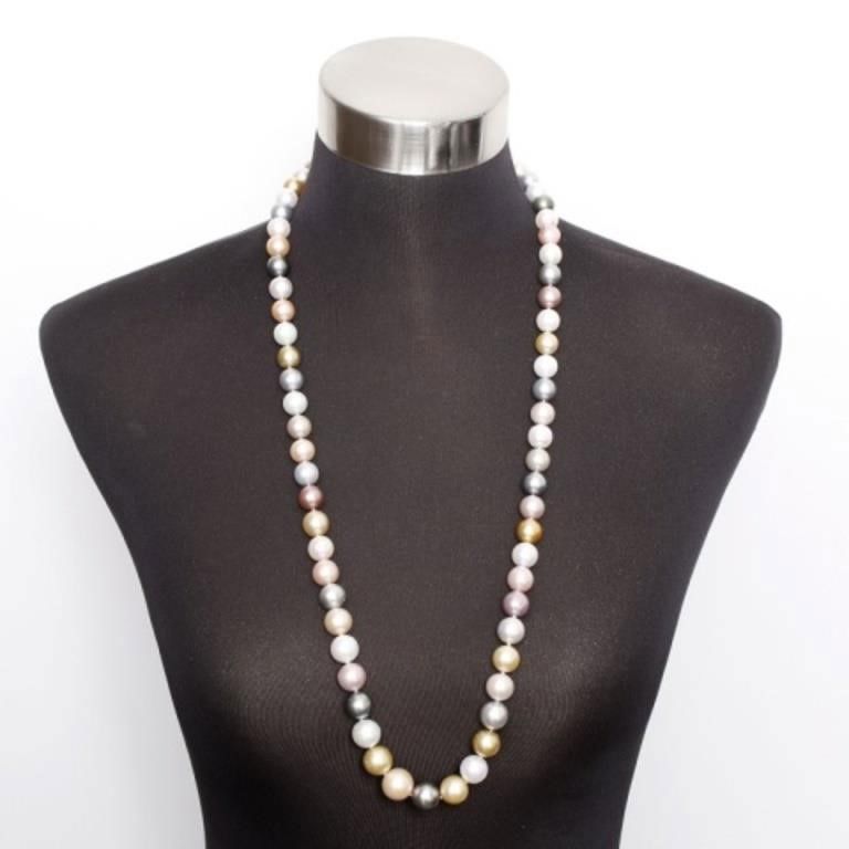 South Sea Multicolor Pearl Necklace with Diamond Clasp
