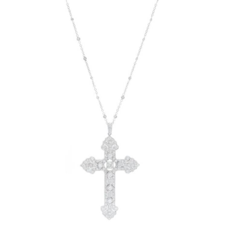 Sue Gragg Diamond Cross with Diamond By The Yard Necklace