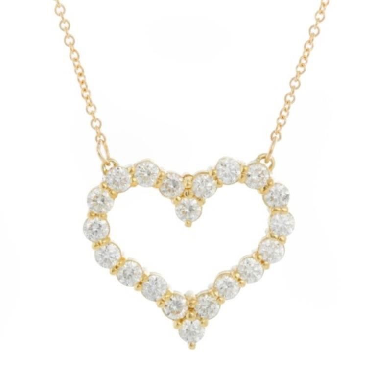 18K Yellow Gold Diamond Heart Necklace