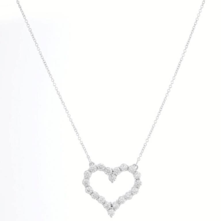 18K White Gold Diamond Heart Necklace