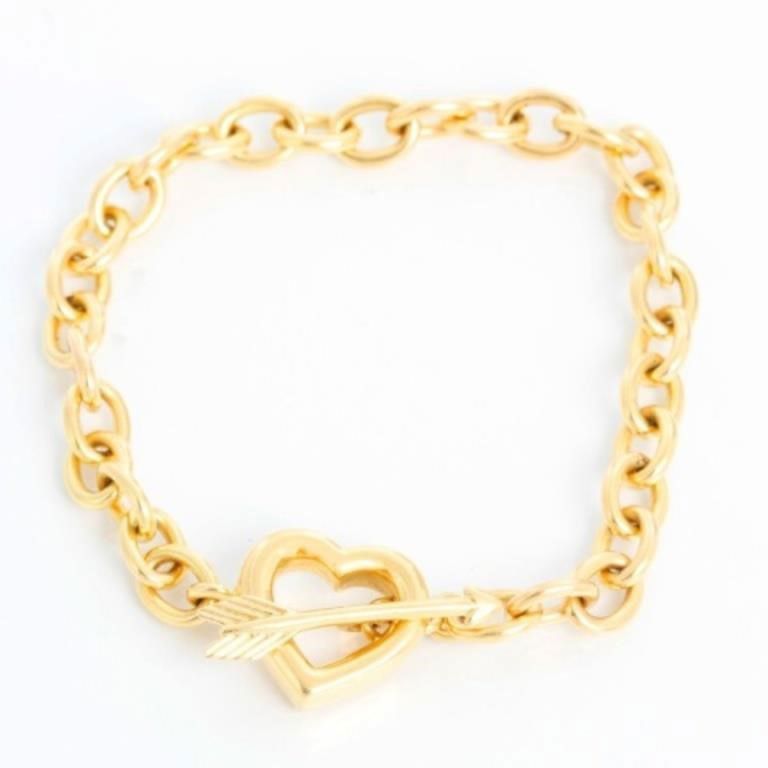Tiffany & Co. Arrow Heart Toggle Link Yellow Gold Bracelet
