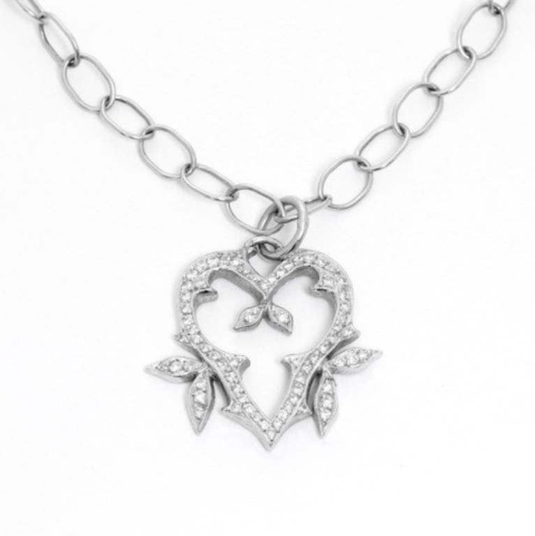 Cathy Waterman Platinum Thorn Heart Chain
