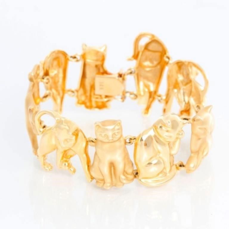Ardian 14K Yellow Gold Feline Motif Bracelet