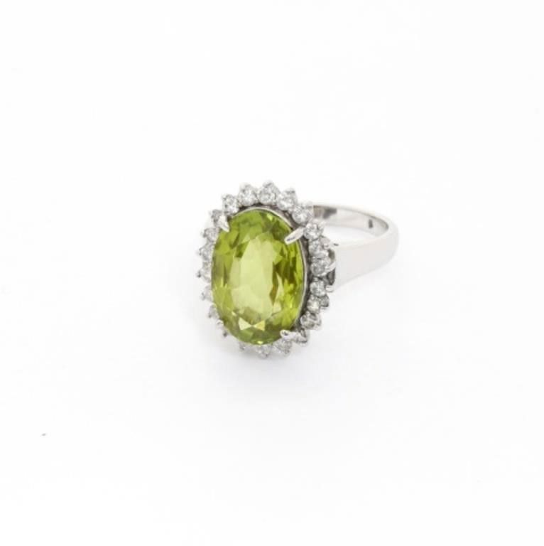 Peridot and Diamond Ring