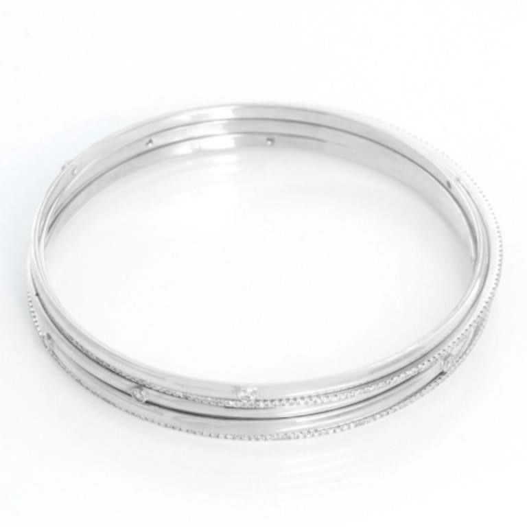 18K White Gold Diamond Bangles Set of Five