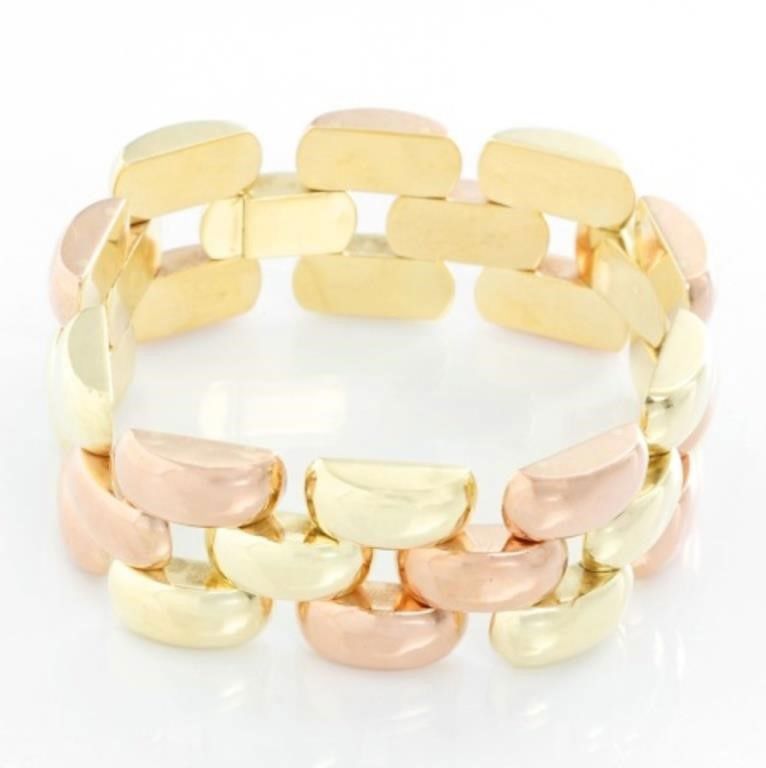 Beautiful Bi-Color Yellow and Rose Gold Bracelet