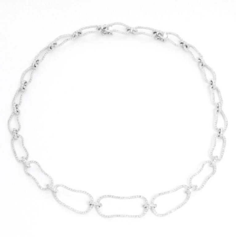 18K White Gold Diamond Link Necklace